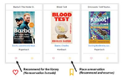 screen shot of recommend and reserve buttons